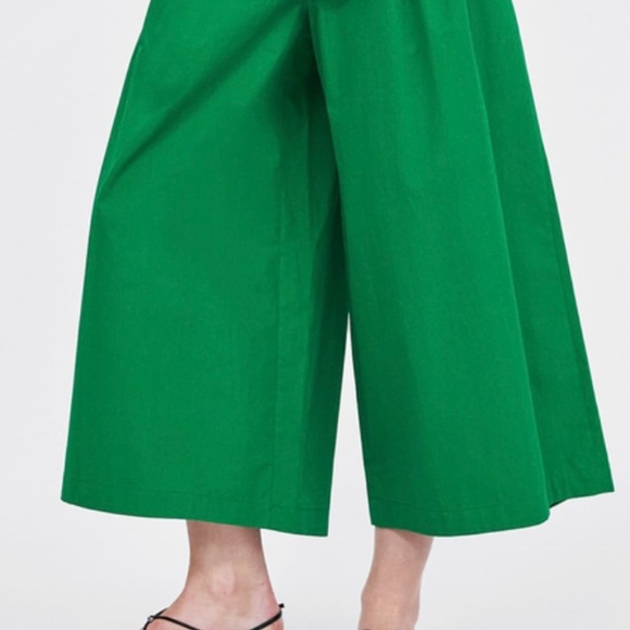 Bomb-proof cotton trendy emerald culottes with pintucks high waist zara original - Picture 2 of 4